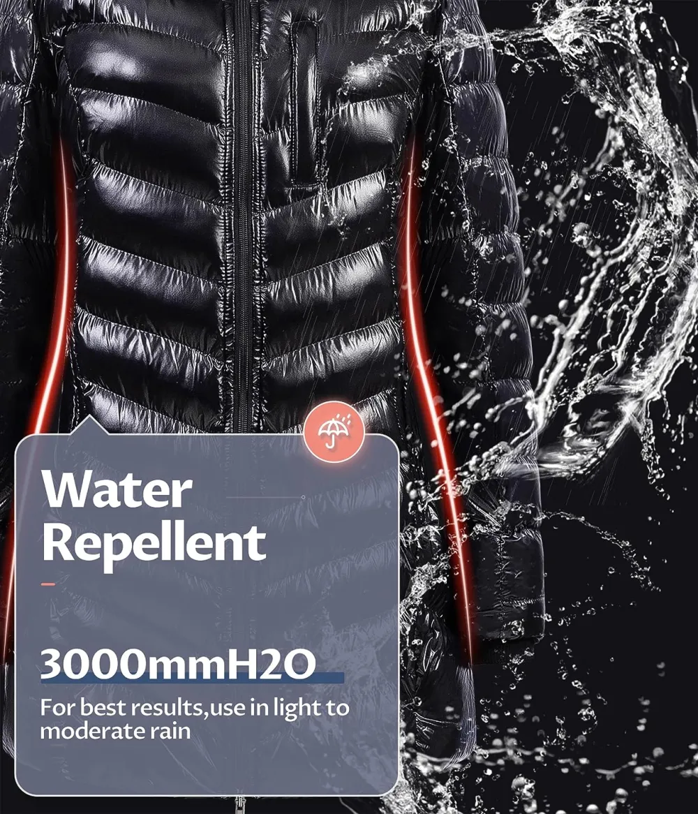 US Women's Winter Hooded Coat Waterproof Warm Long Puffer Jacket Parka