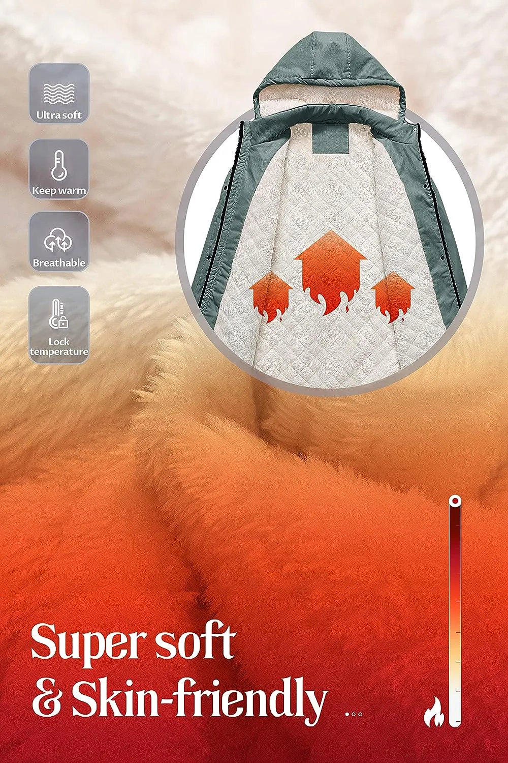 Women's Mid-Length Parka Winter Outerwear Jacket Soft Fleece Warm Snow Coat