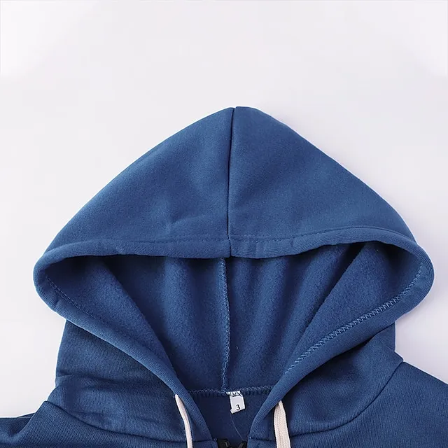 Women's Casual Jacket Fall Hoodie Jacket Warm Windproof Long Coat with Pocket Full Zip Sport Plain Coat Regular Fit Outerwear Long Sleeve Winter Black Blue Pink XL XXL