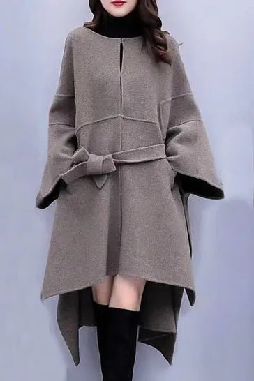 Oversized Solid Mid Length Cape Coat
