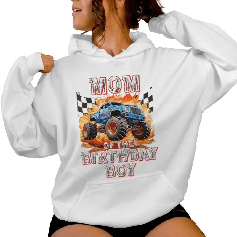Mom Of The Birthday Boy Monster Truck Birthday Women Hoodie