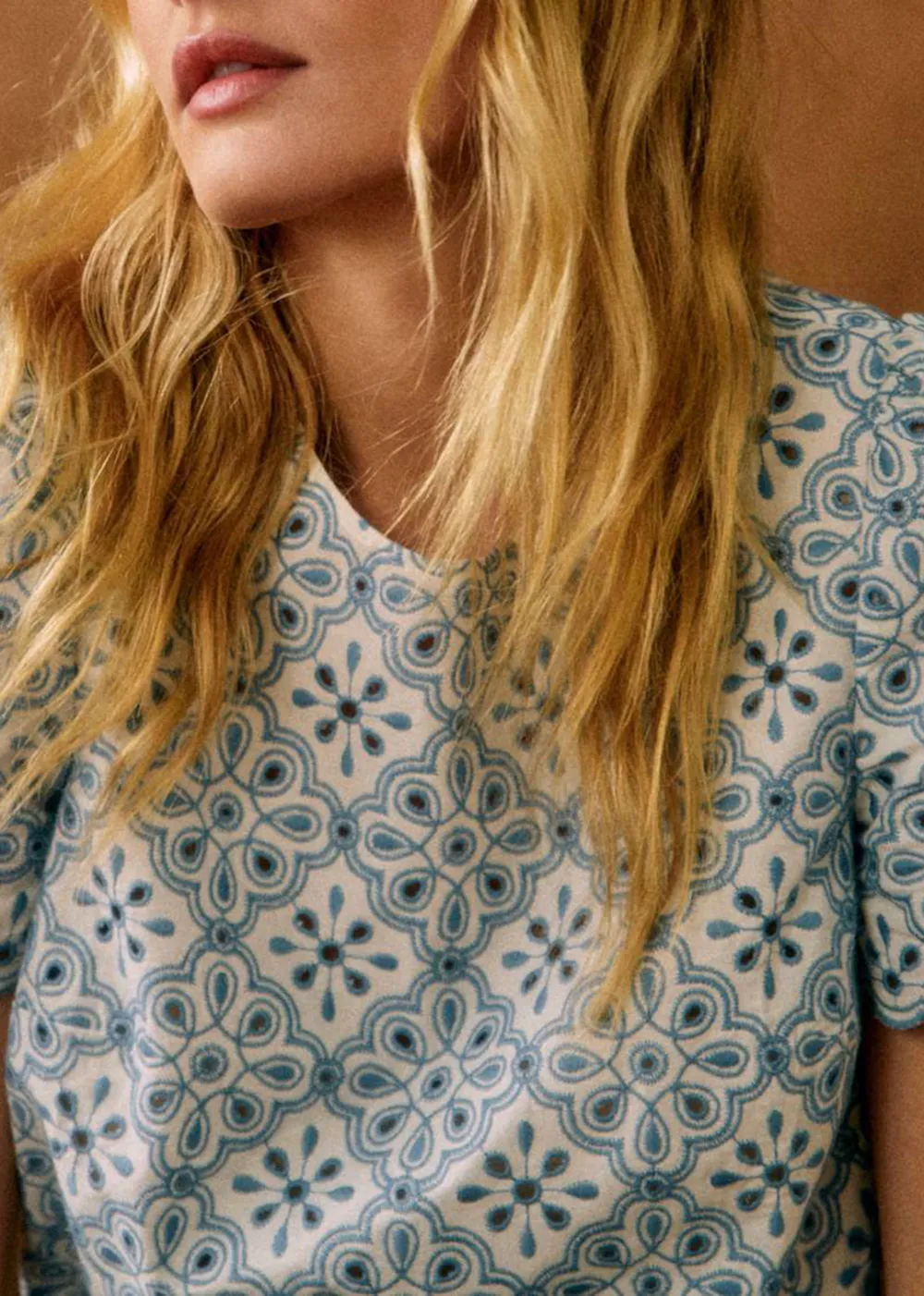 Short Sleeve Embroidered Blouse
