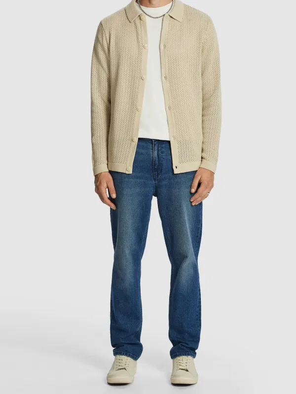 Beige Open Knit Cardigan