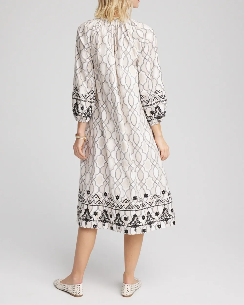 Embroidered Embellished A-line Midi Dress