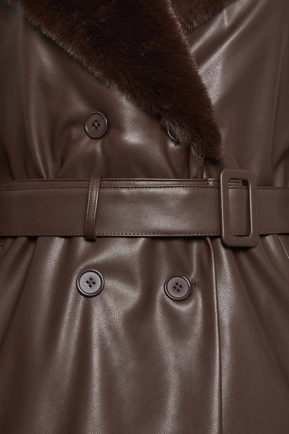 YOURS Curve Brown Faux Fur Trim Trench Coat