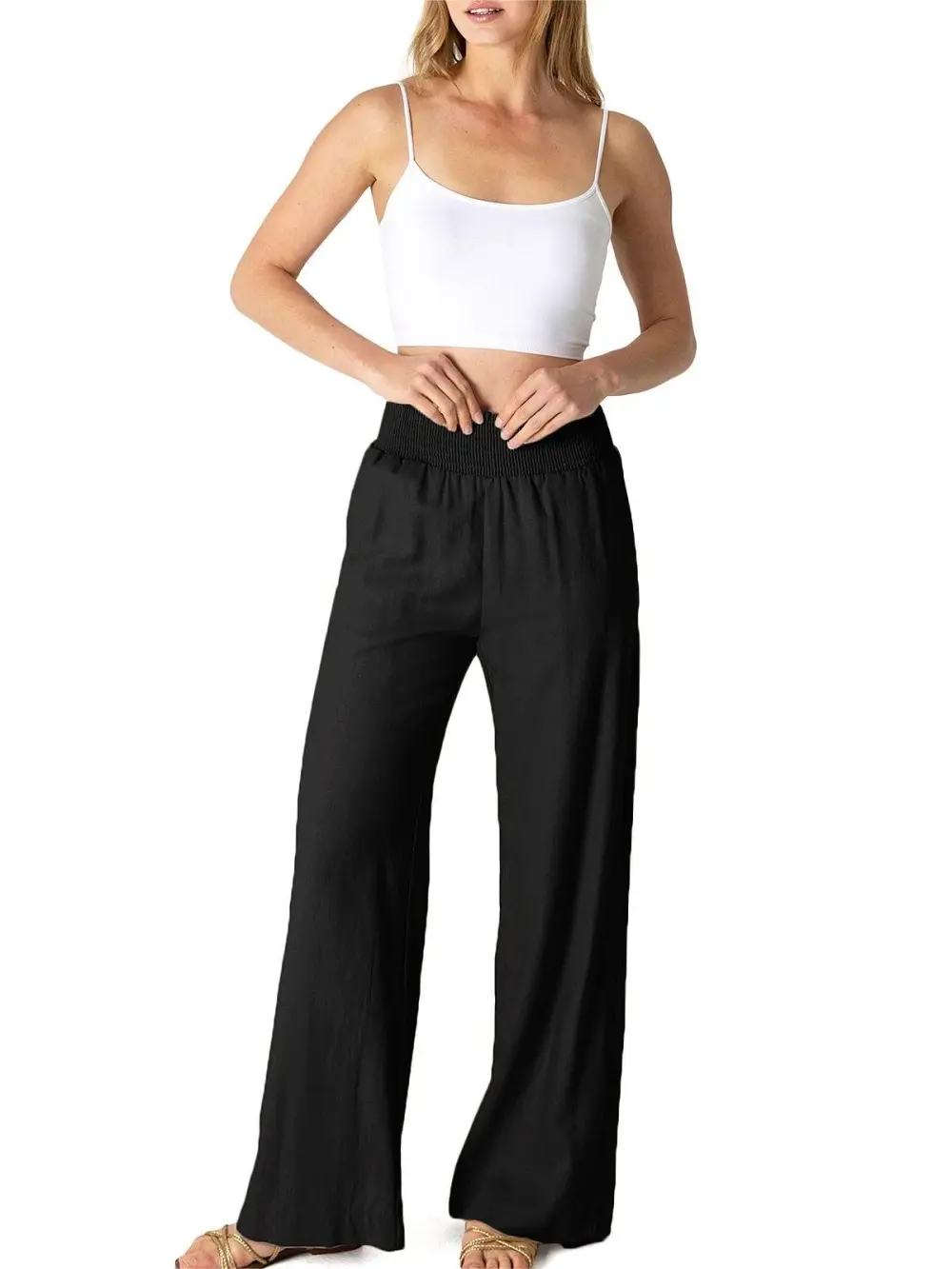 Elastic Waist Linen Pants