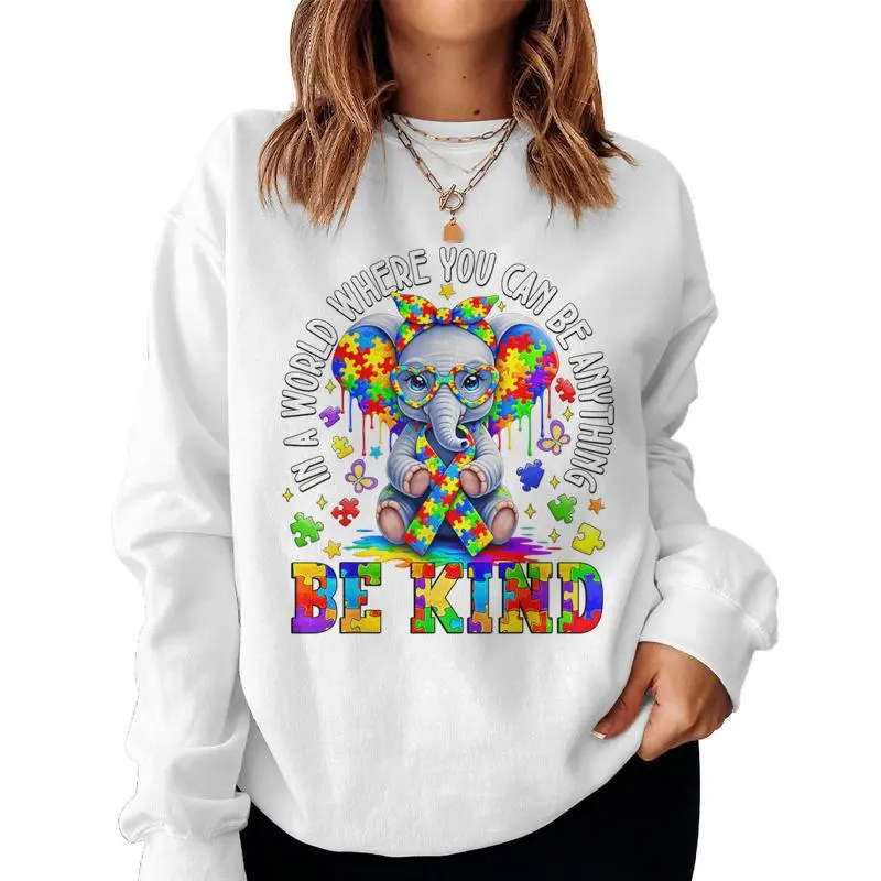 Autism Elephant In A World Where You Can Be Anything Be Kind Women Sweatshirt