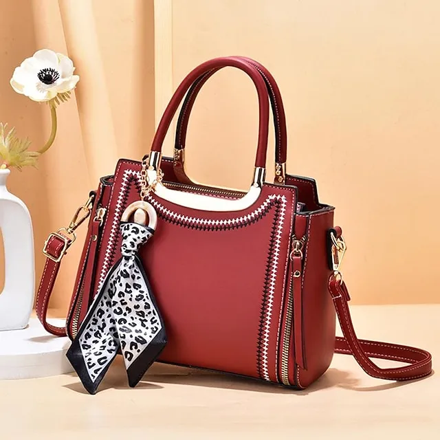 Women's Canvas Tote Bag Handbag Daily Date Office & Career Solid Color Black White Red