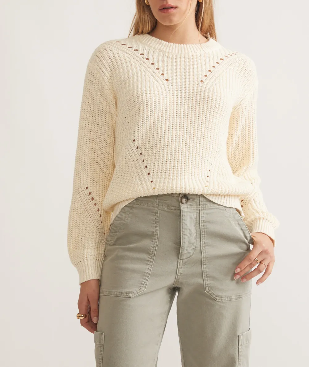 Long Sleeve Openwork Knit Sweater