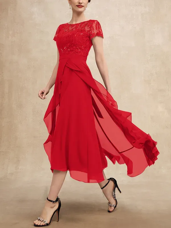 Elegant Lace Chiffon Maxi Dress