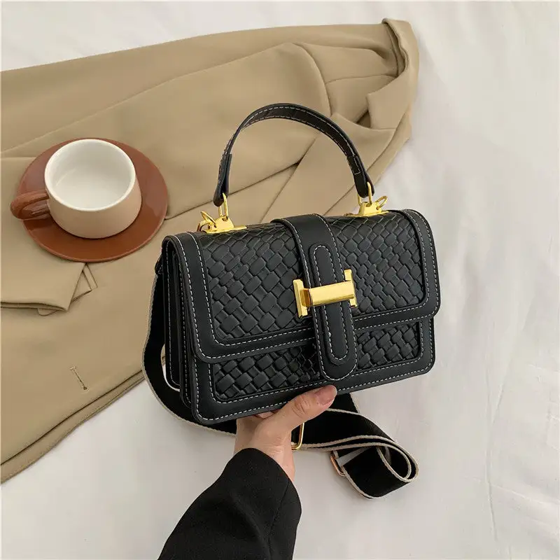 Compact Faux Leather Square Satchel Bag