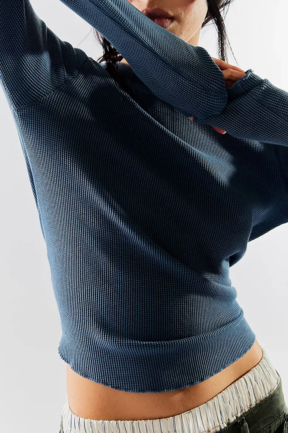 Cropped Ribbed Crew Neck Top