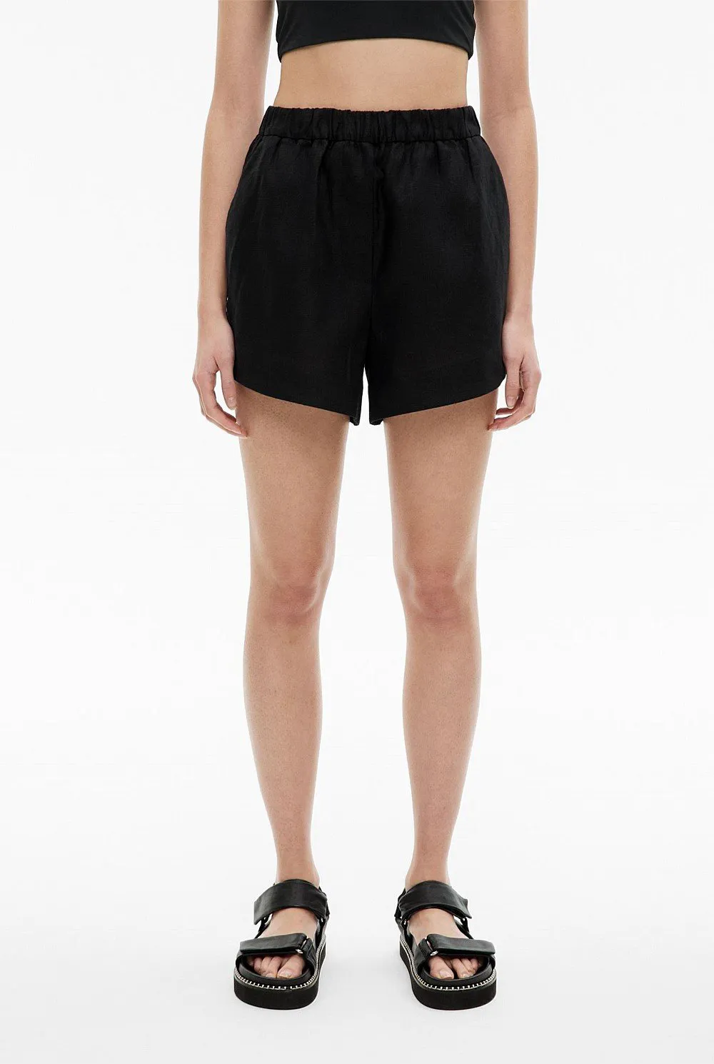 Flax Texture Thin Short Pants