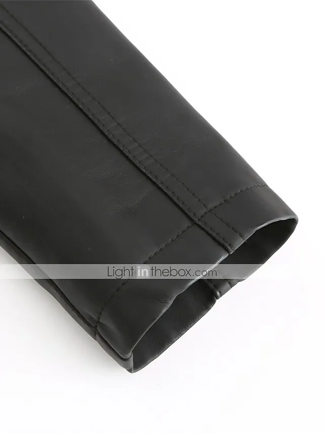 Women's  Faux Leather Jacket Moto Biker Jacket Fall Waterproof Windproof Coat Winter Zipper Lapel Modern Outerwear Long Sleeve Causal Vacation