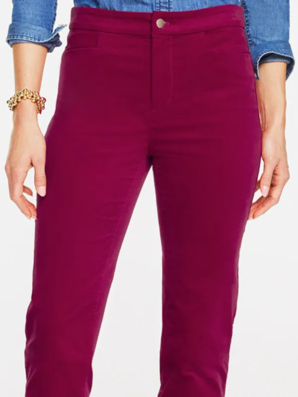 Lady'S Comfortable Corduroy High-Waisted Straight-Leg Pants