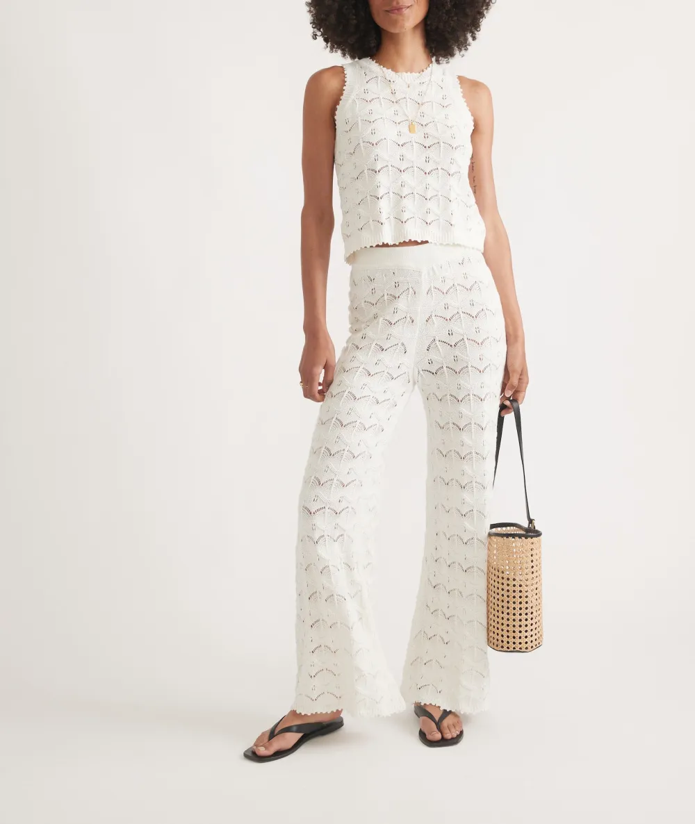 Knit Patterned Wide-Leg Pants