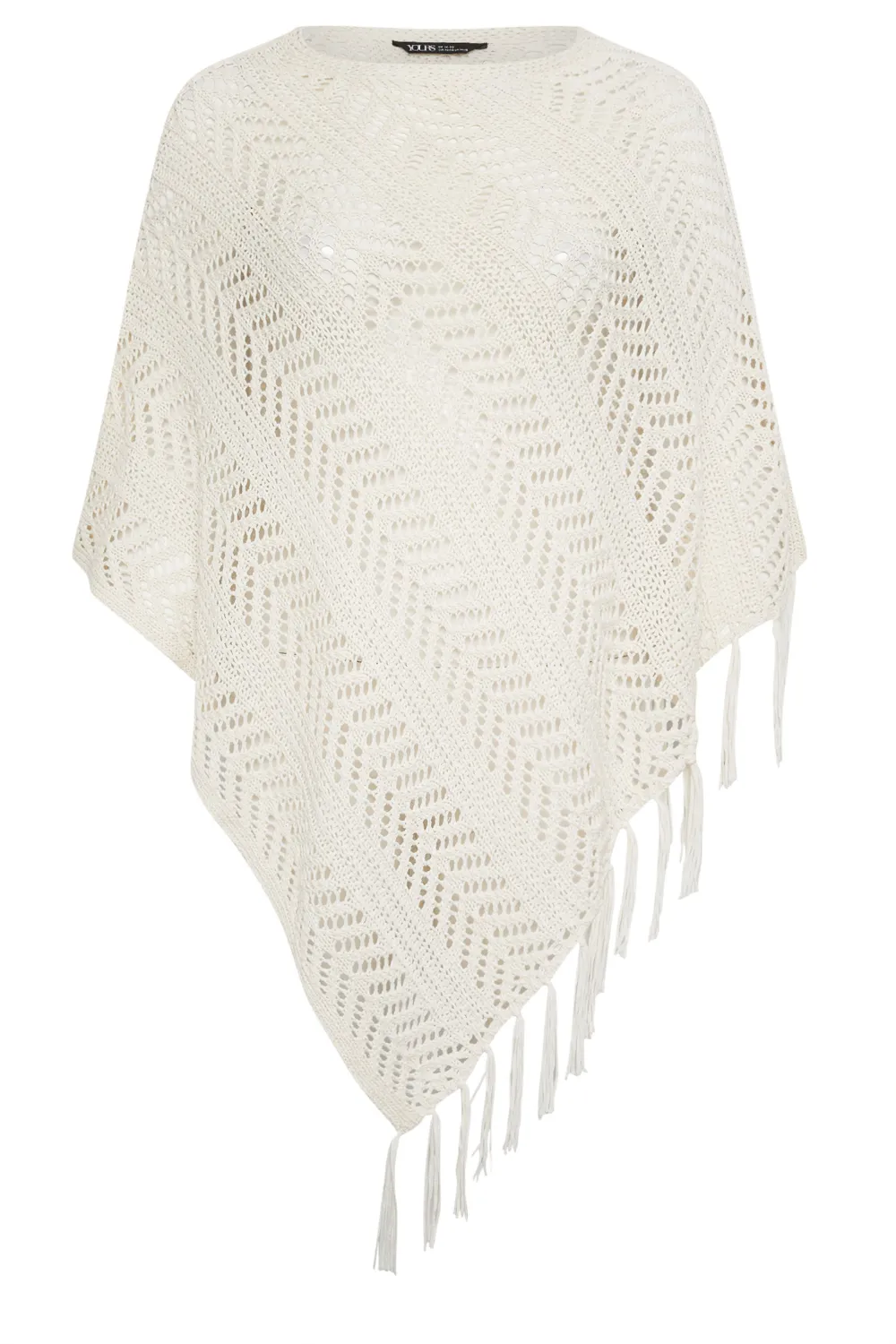YOURS Curve Cream Pointelle Knitted Poncho