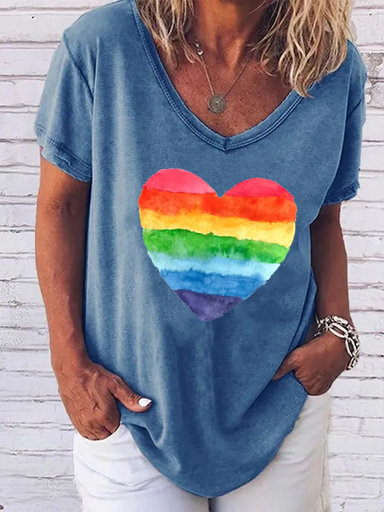 Women'S  Ainbow Heart Shirt LGBTQ Pride Shirt Rainbow Flag Tee Proud Ally T-Shirts