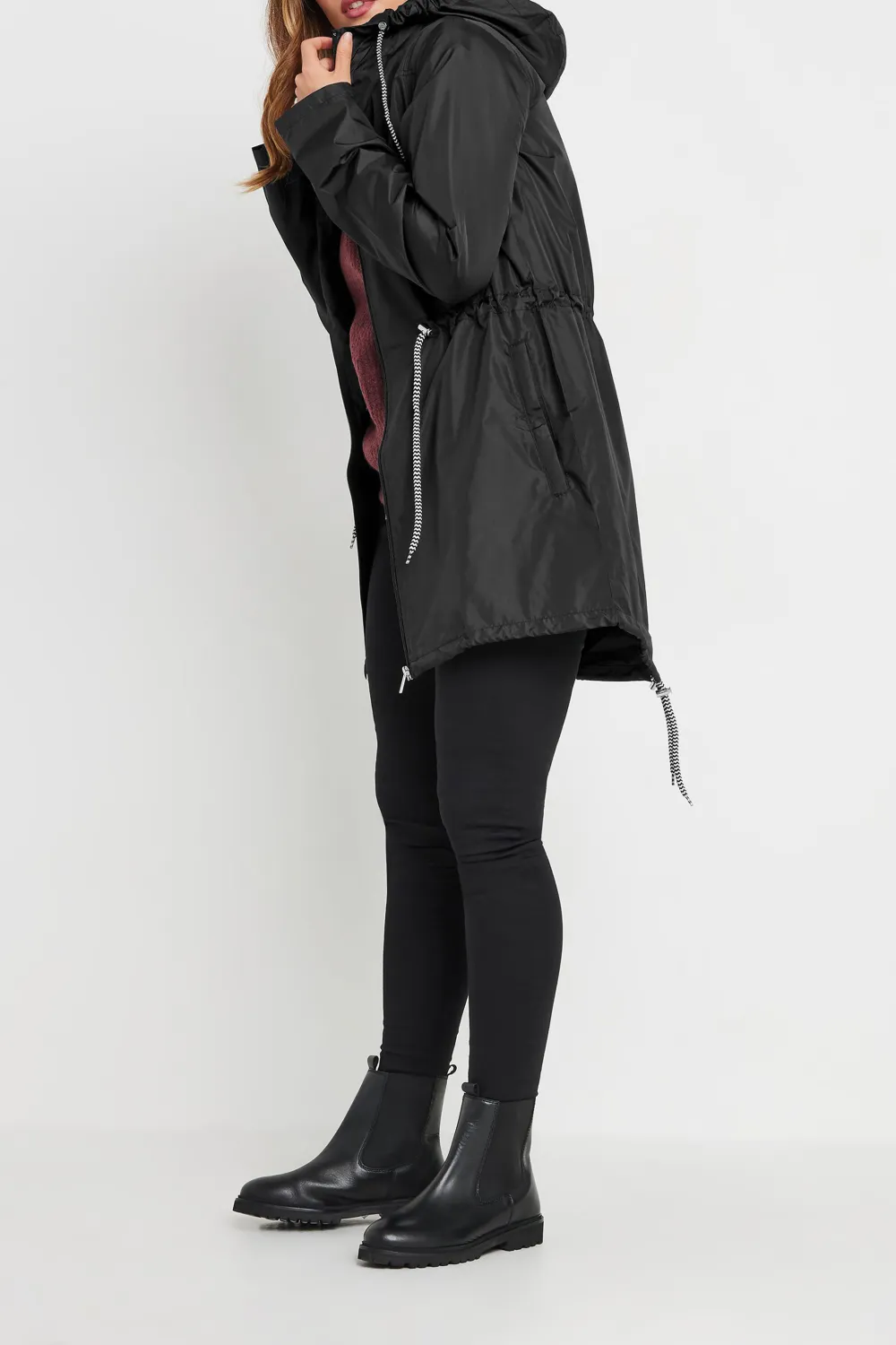 Casual Style Black Pocket Parka