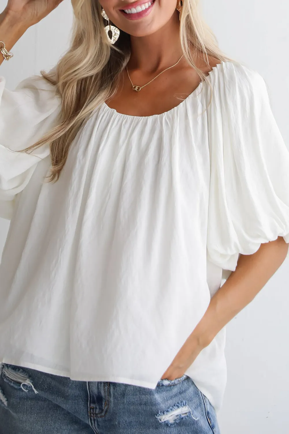 Classic Moment Off White Puff Sleeve Blouse