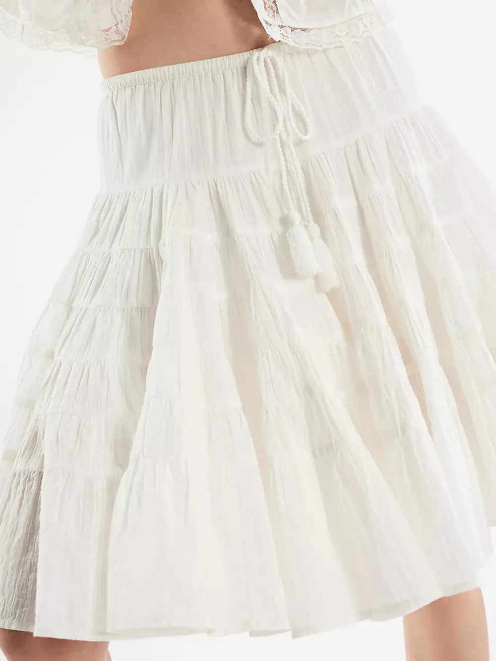 Casual Style Solid Midi Skirt Ivory