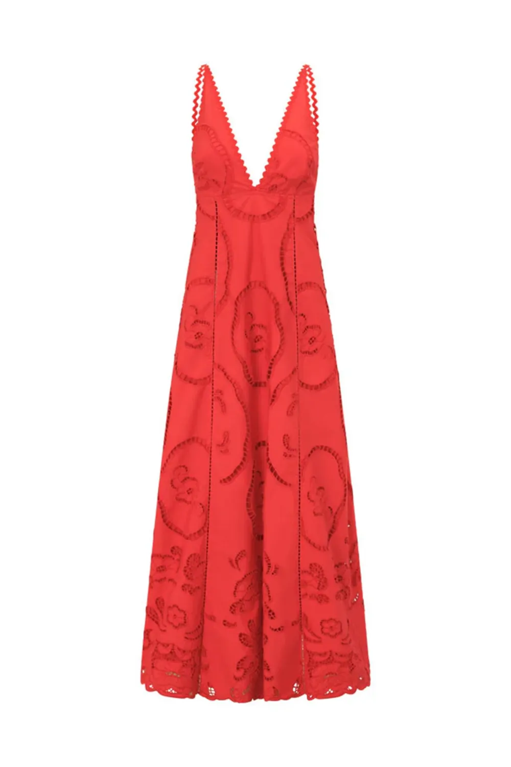 Embroidered Deep V Neck Maxi Dress