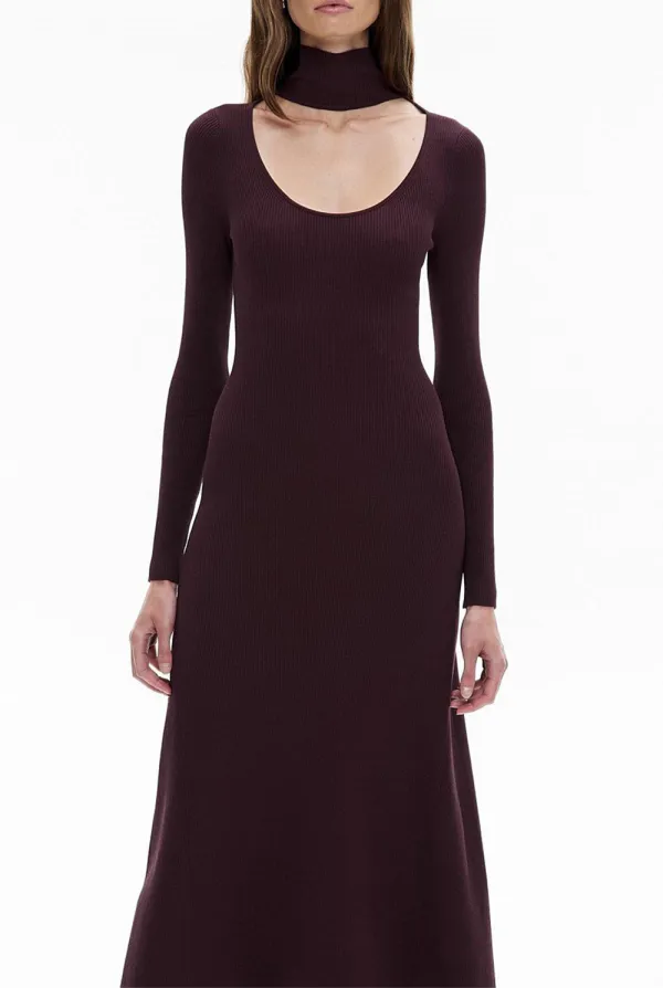 Knitted High-Neck Fitted Dress
