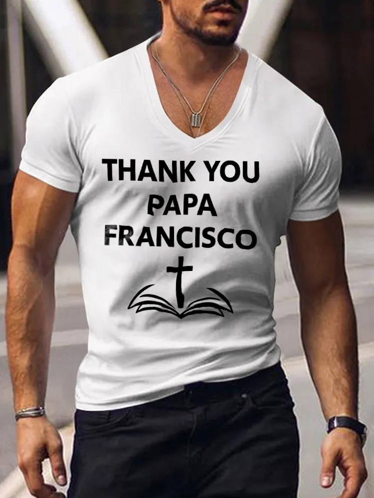 Men'S Thank You Papa Francisco V-Neck T-Shirt