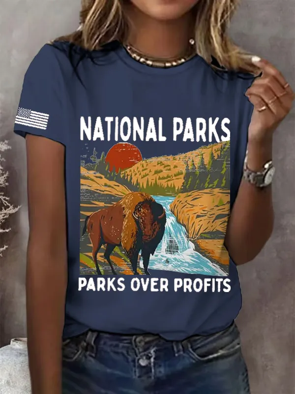 Women'S National Park Print Crew Neck T-Shirt