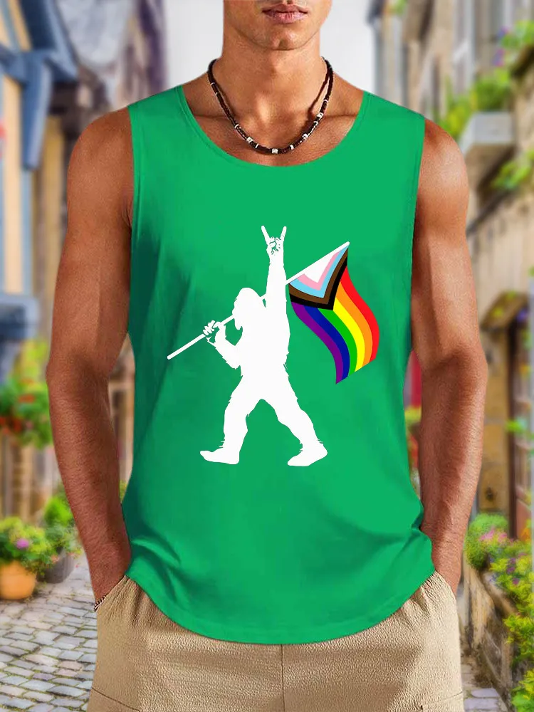 Men'S Vests Bigfoot Rock On LGBTQ Progressive New Pride Flag
