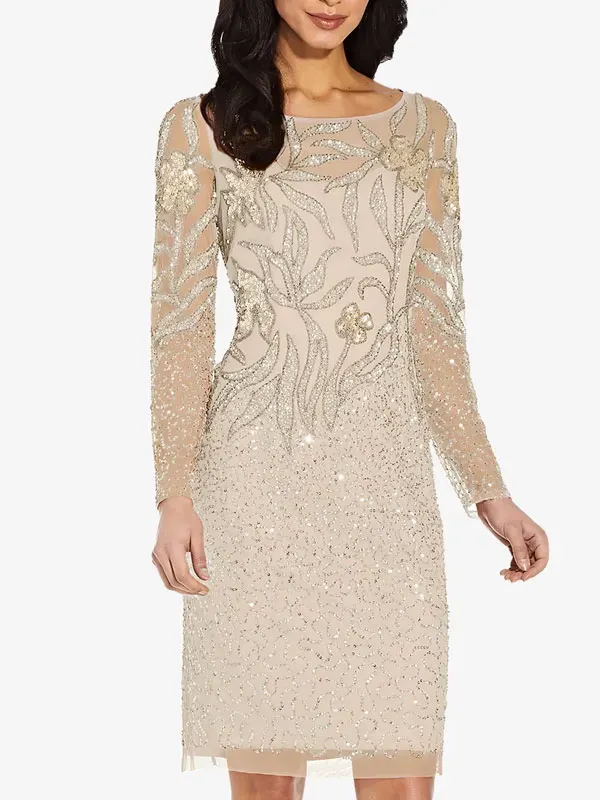 sequined lace minimalist reception women's dress