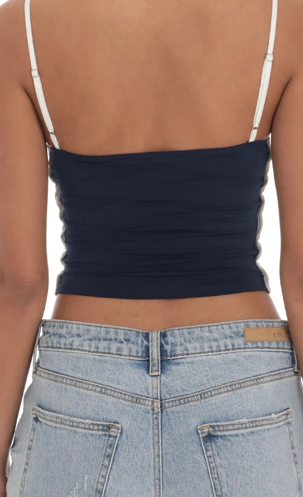 Outline Crop Top in Navy