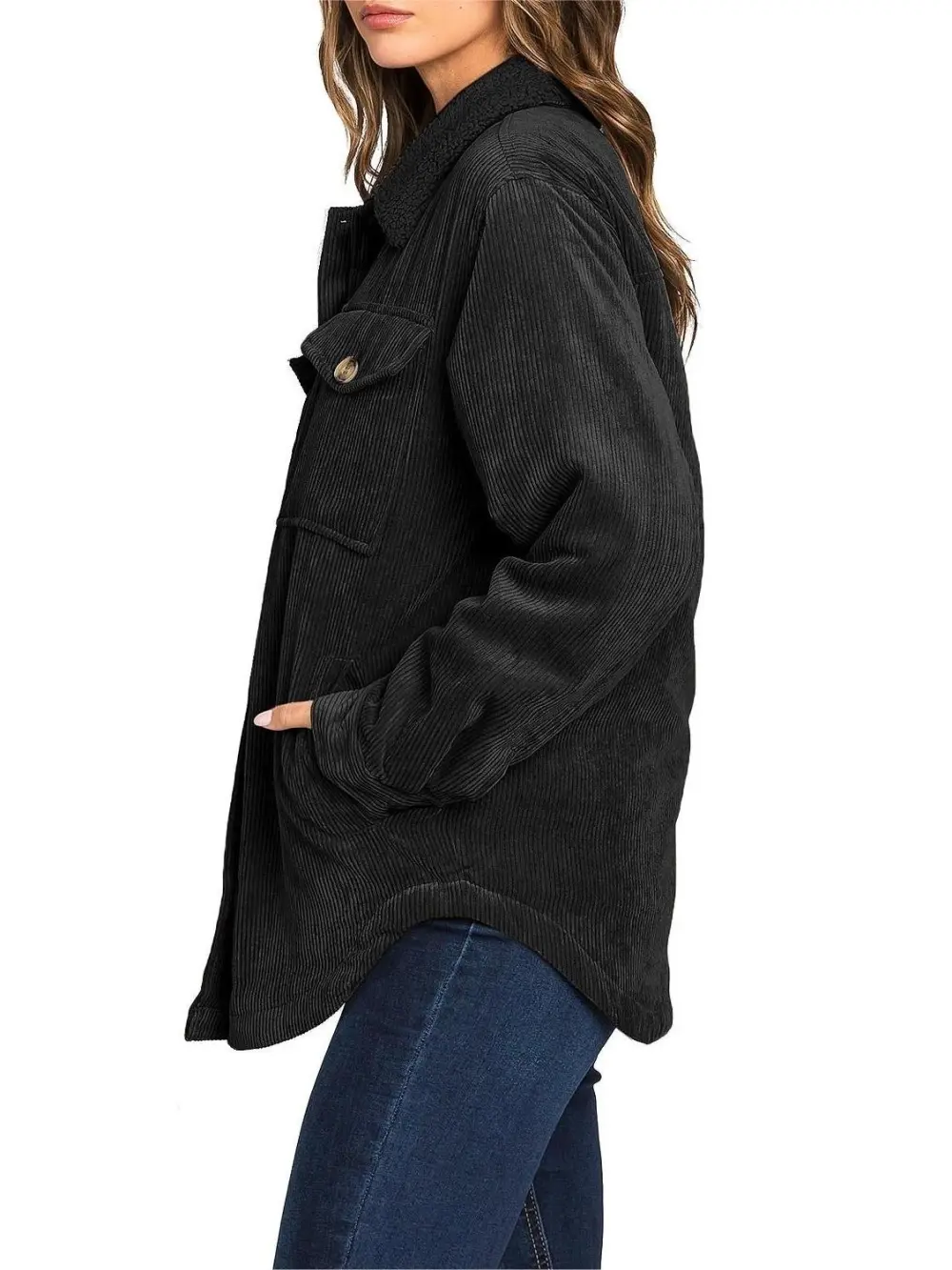 Corduroy Button - Front Shacket