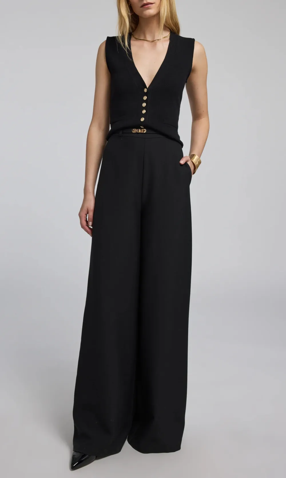 Turn-Lock Belted Wide Leg Pants