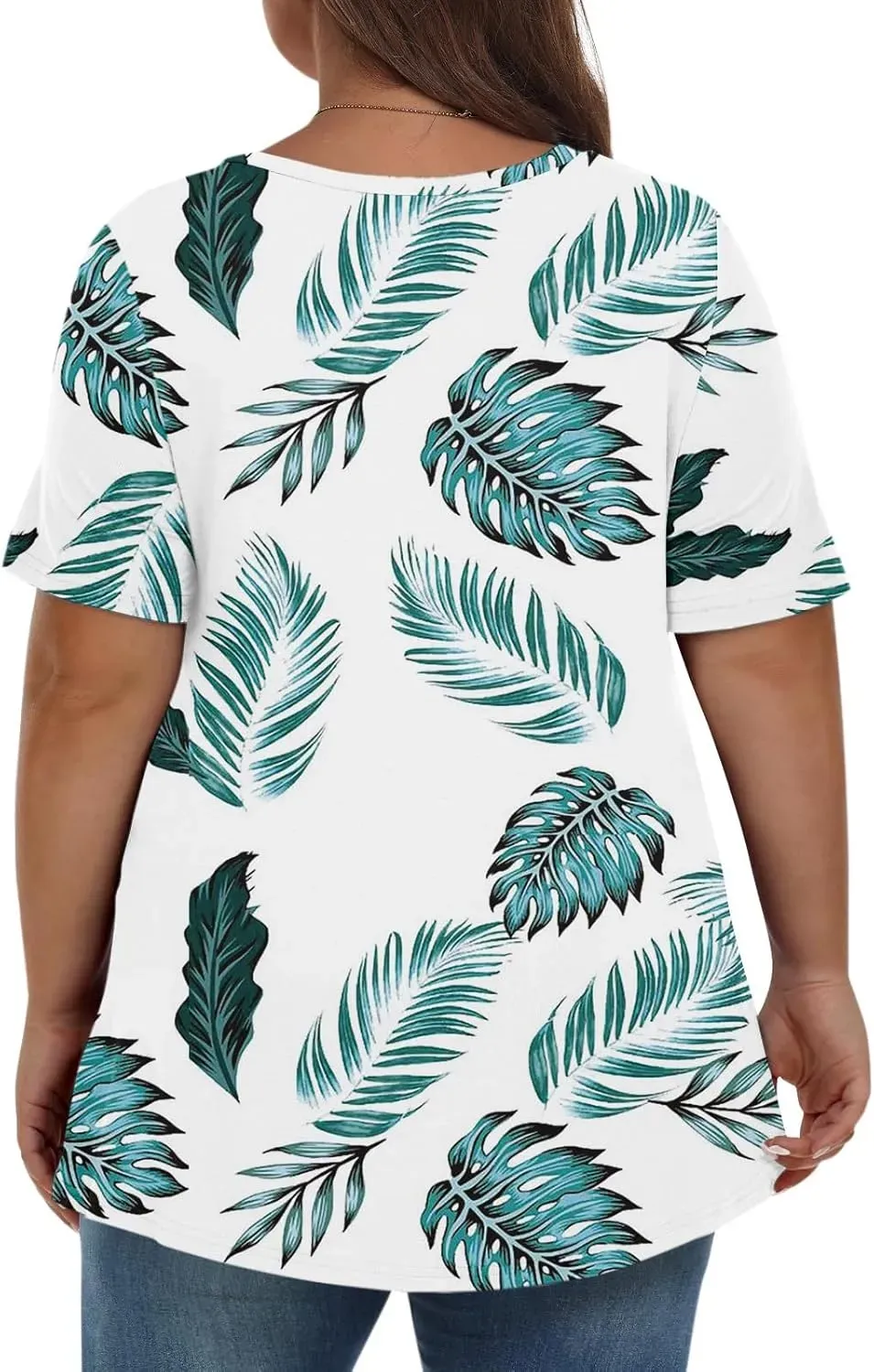Plus Size Tops for Women Dressy Short Sleeve V Neck Shirts for Women Summer Tops for Women 2024 Floral Print Top