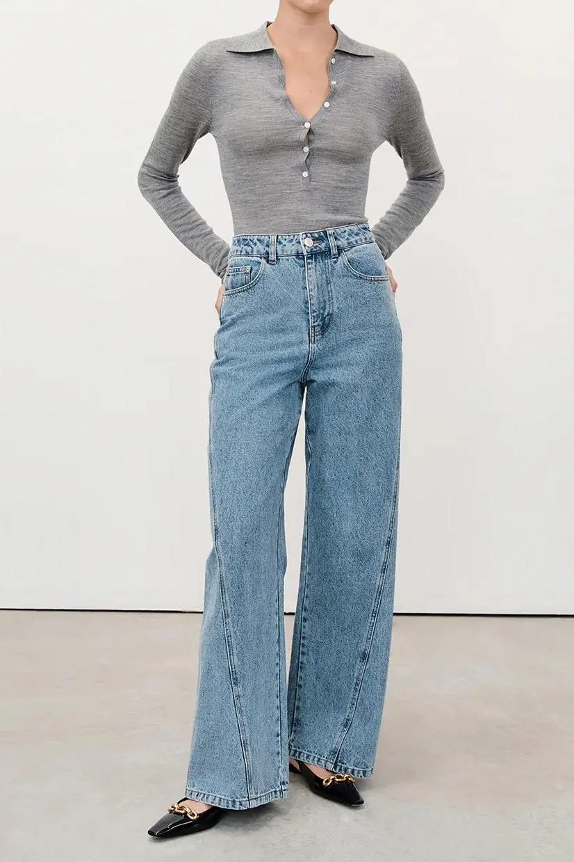 MID BLUE WIDE LEG JEAN
