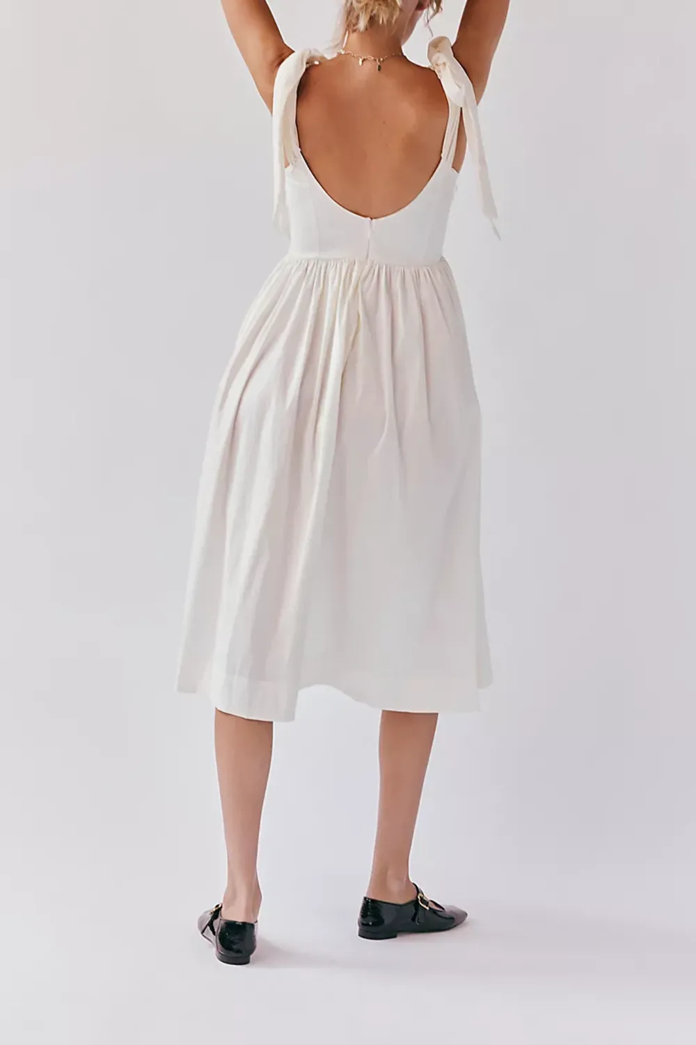 Off Shoulder Lace Trimmed Midi Dress