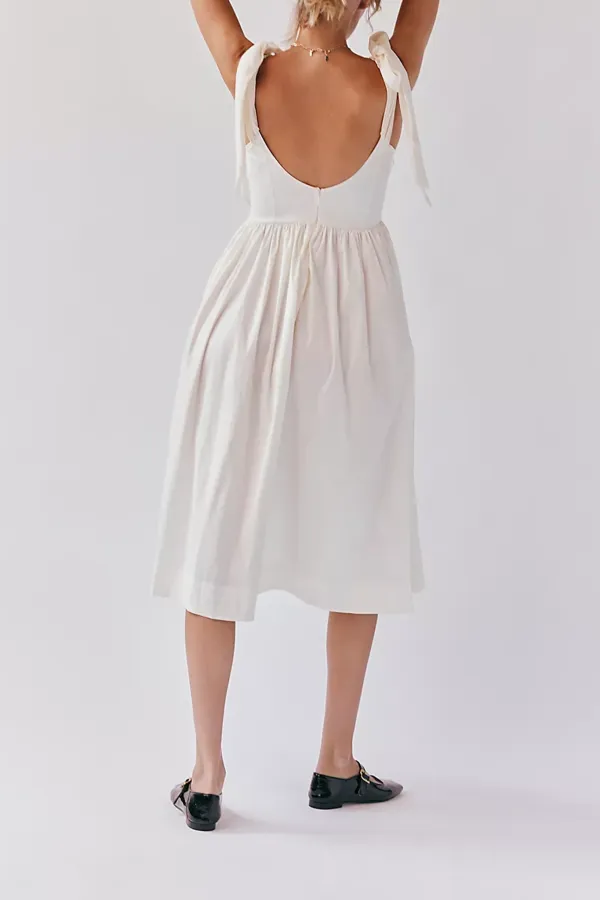 Off Shoulder Lace Trimmed Midi Dress