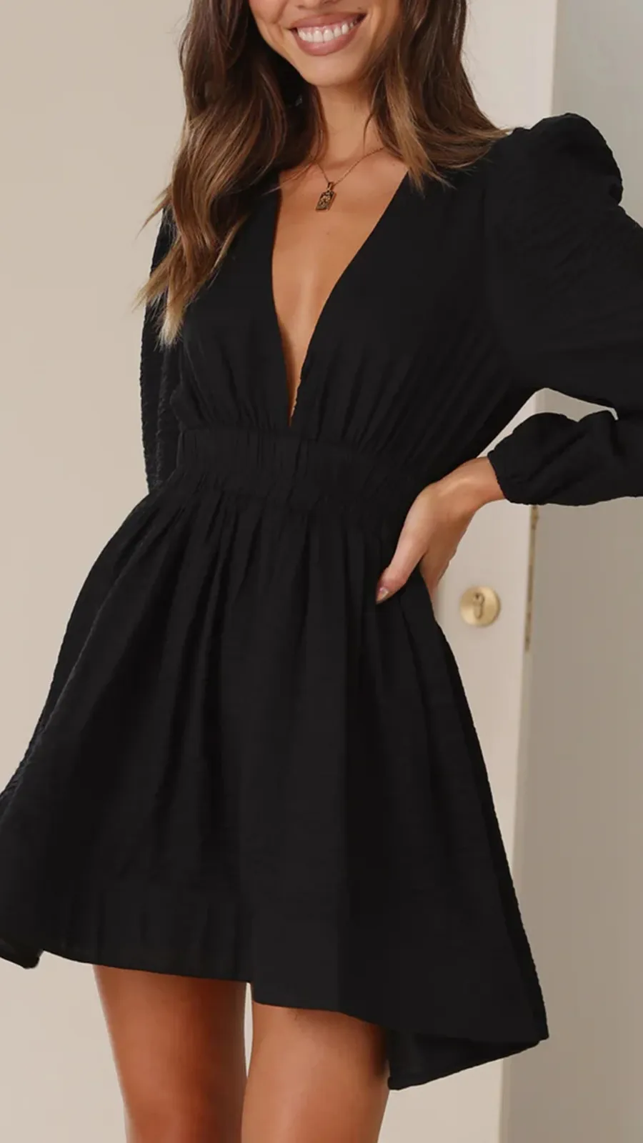 Elasticated Waist Band Mini Dress