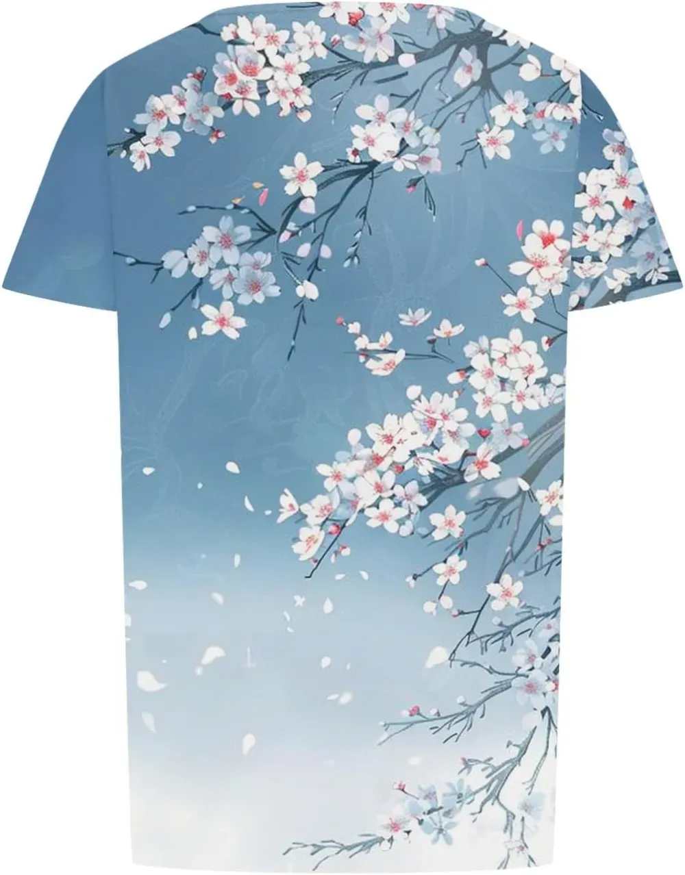 Womens Summer Pleated Front Shirts Tunics Casual Short Sleeved Loose Round Neck Boho Printed Tops Vacation Blouse