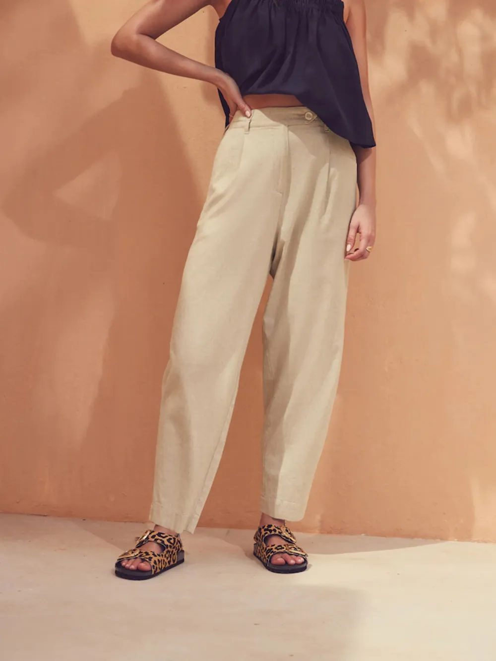 Natural Self-Cultivation Intelligent Barrel-Shaped Linen Pants