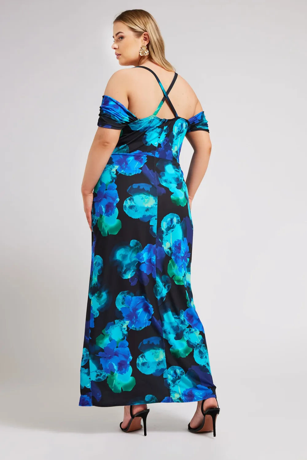 YOURS LONDON Curve Black & Blue Floral Print Maxi Dress