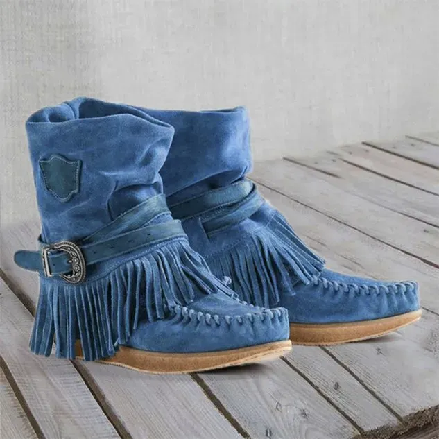 WOMEN'S FRINGED ALL SEASON CASUAL TASSELS BOOTS
