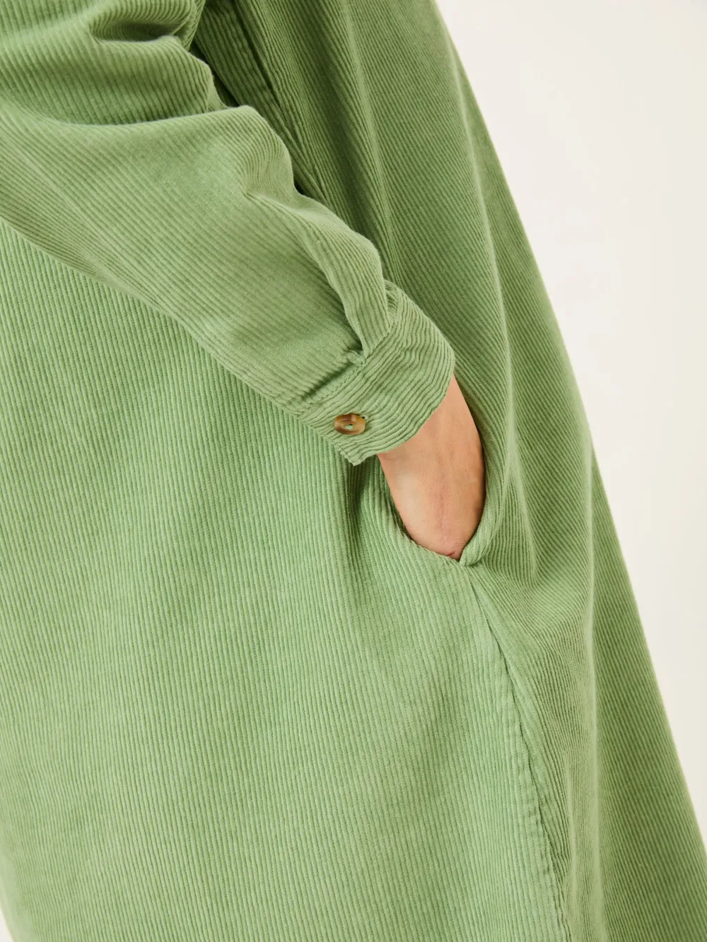 Olive Green Aida 100% Cotton Cord Tunic Dress