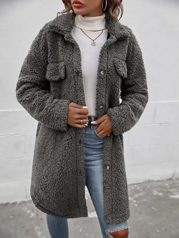 Drop Shoulder Flap Detail Cotton Coat