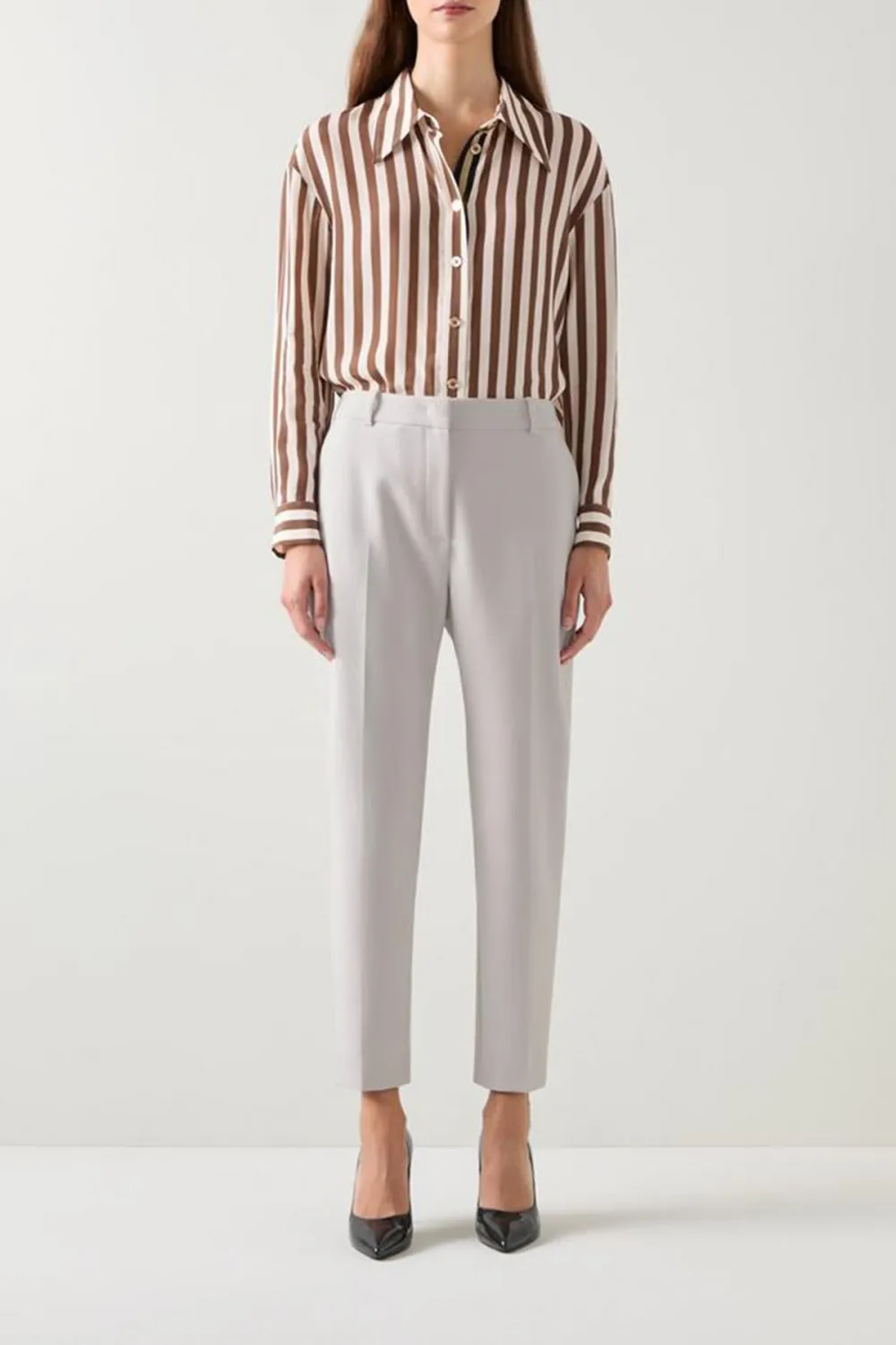 Light Grey Slim Fit Ankle Length Trousers