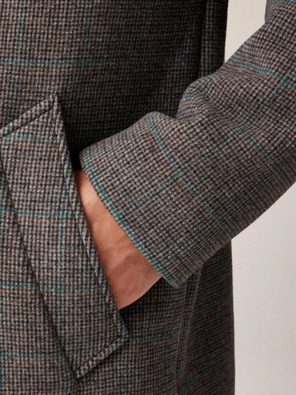 Gray Long Length Wool Overcoat