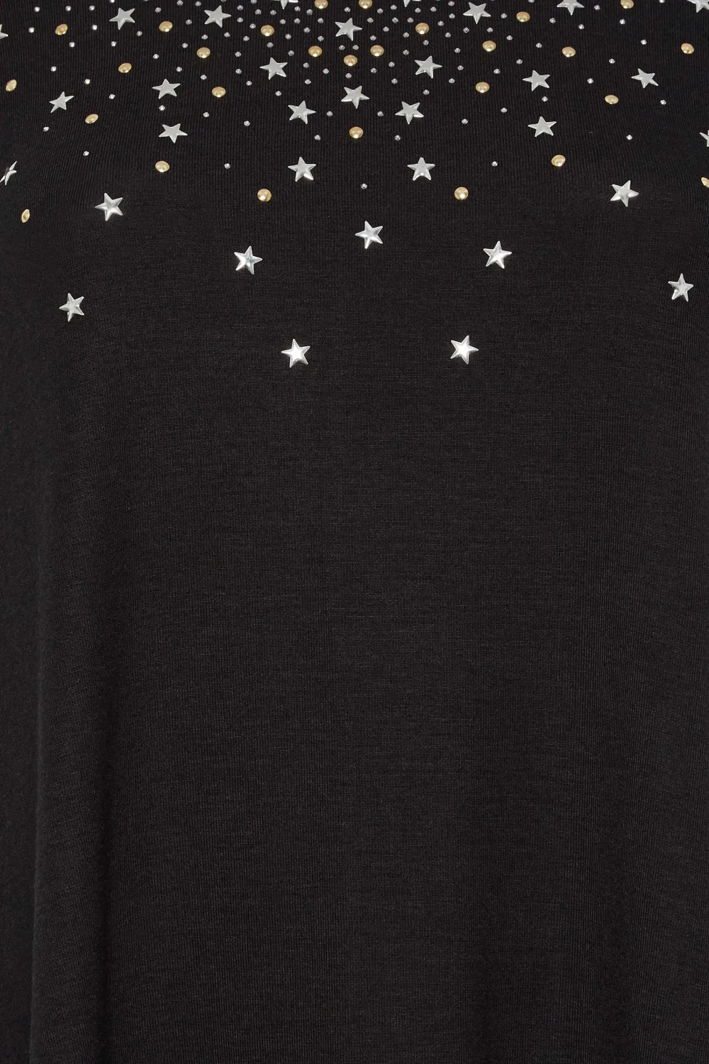 YOURS Curve Black Embellished Swing Top