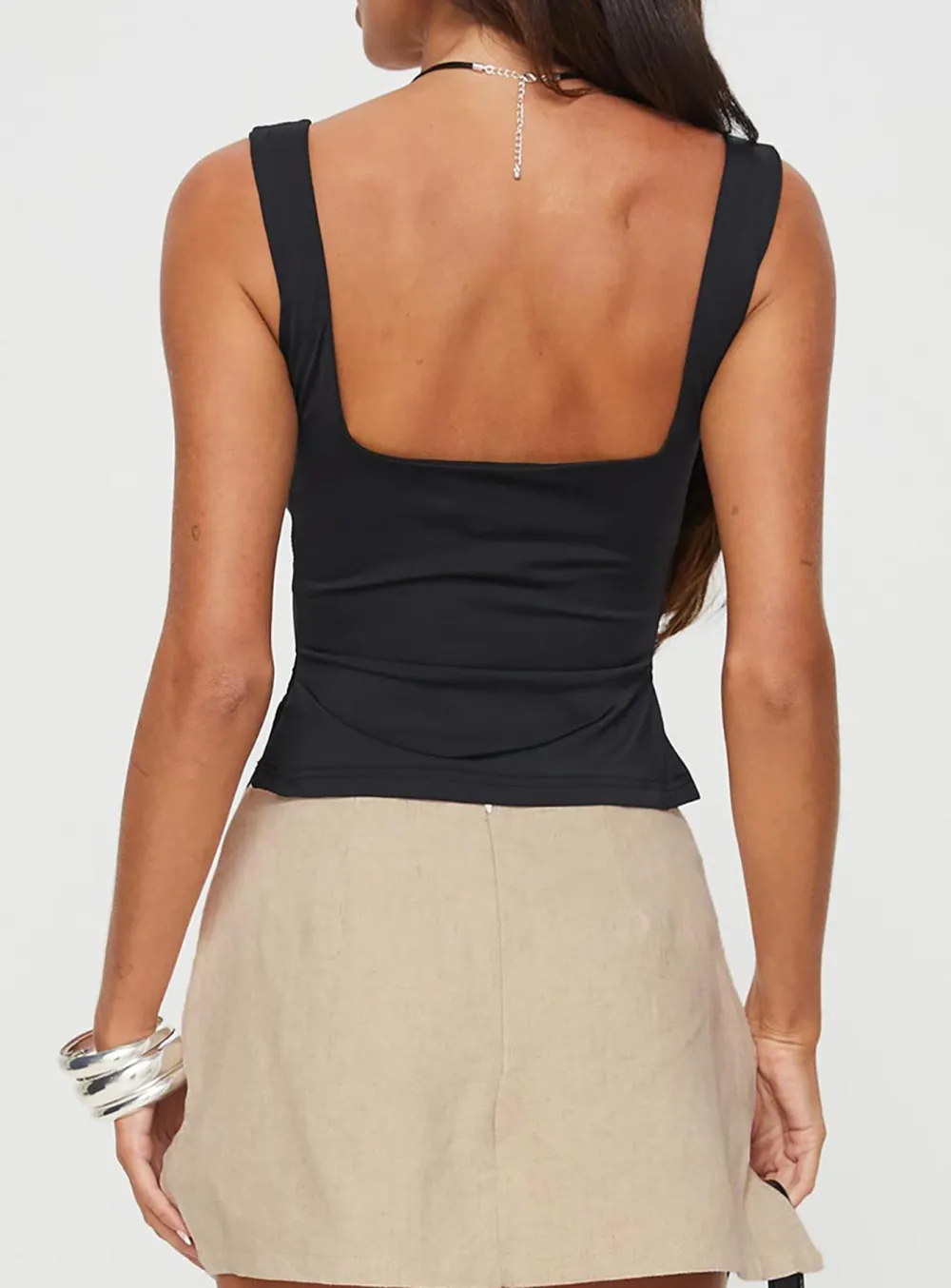 Square Neck Burgundy Ruched Top