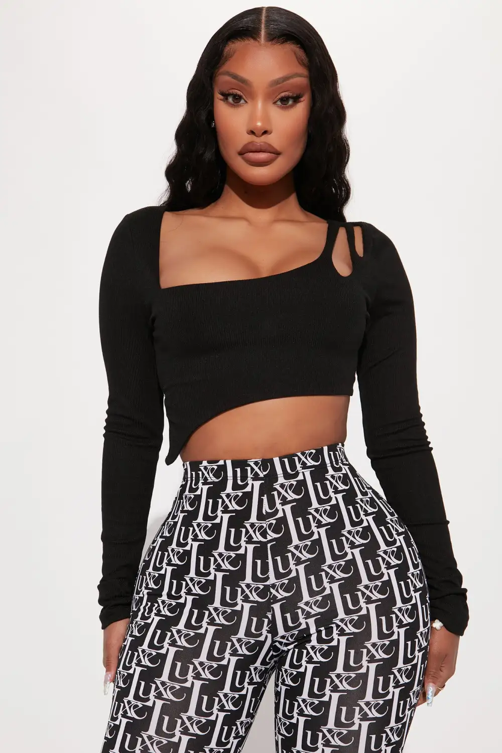 Luna Long Sleeve Crop Top - Black